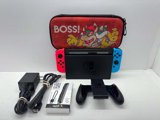 NINTENDO SWITCH MODEL 1 RED & BLUE + CARRY CASE (usagé)