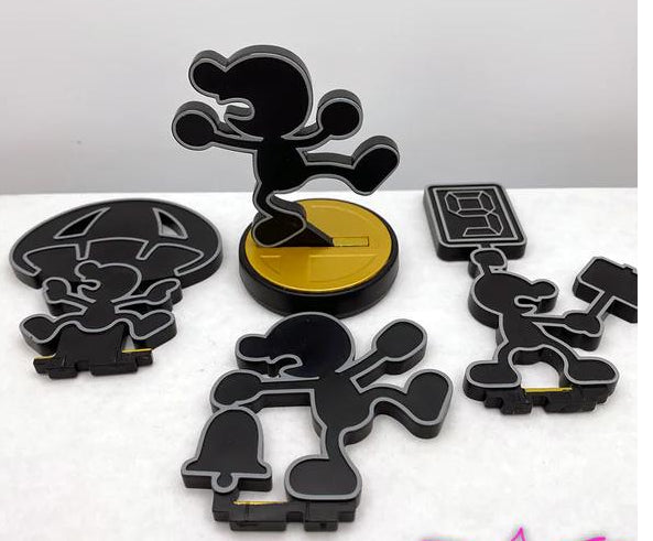 AMIIBO MR. GAME & WATCH 4 DIFFERENT POSES (SUPER SMASH SERIES) (usagé)