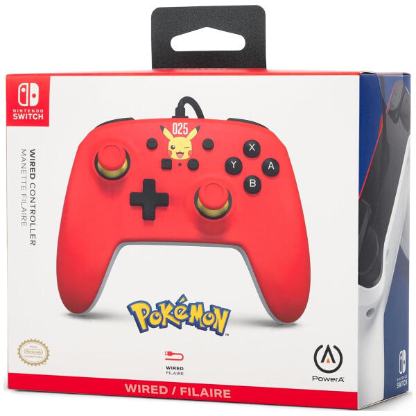 CONTROLLER WIRED POKEMON PIKACHU RED POWERA (SWITCH)