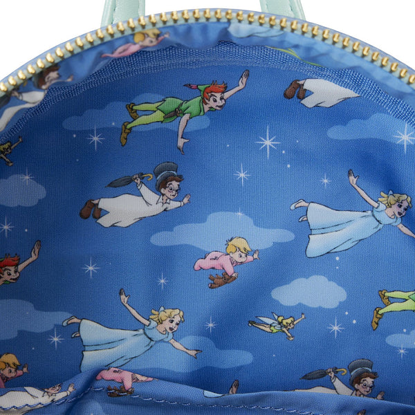 LOUNGEFLY DISNEY PETER PAN YOU CAN FLY MINI BACKPACK GLOWS IN THE DARK (usagé)