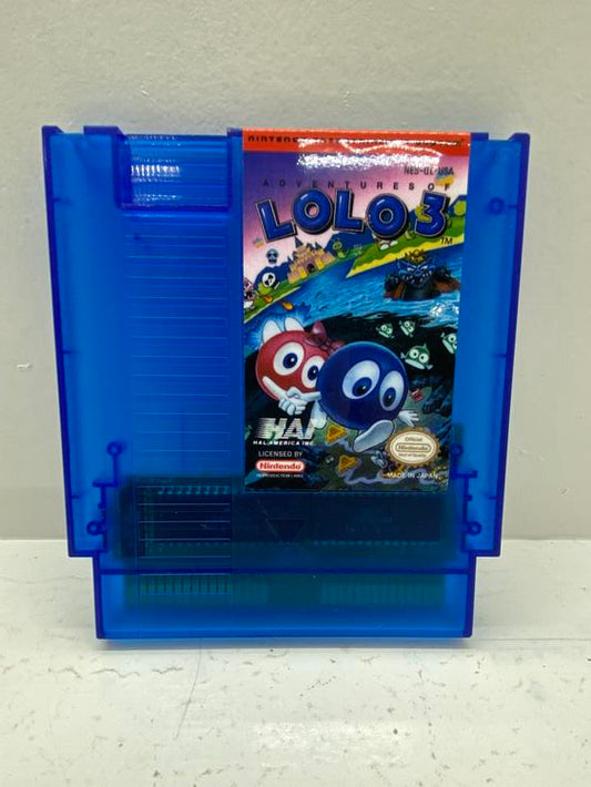 ADVENTURES OF LOLO 3 (ORIGINAL CARTRIDGE, CUSTOM CASSING + STICKER) (usagé)