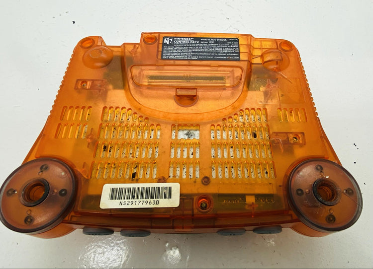 NINTENDO 64 FUNTASTIC FIRE ORANGE + 1 NINTENDO CONTROLLER + 1 JOBBER CONTROLLER