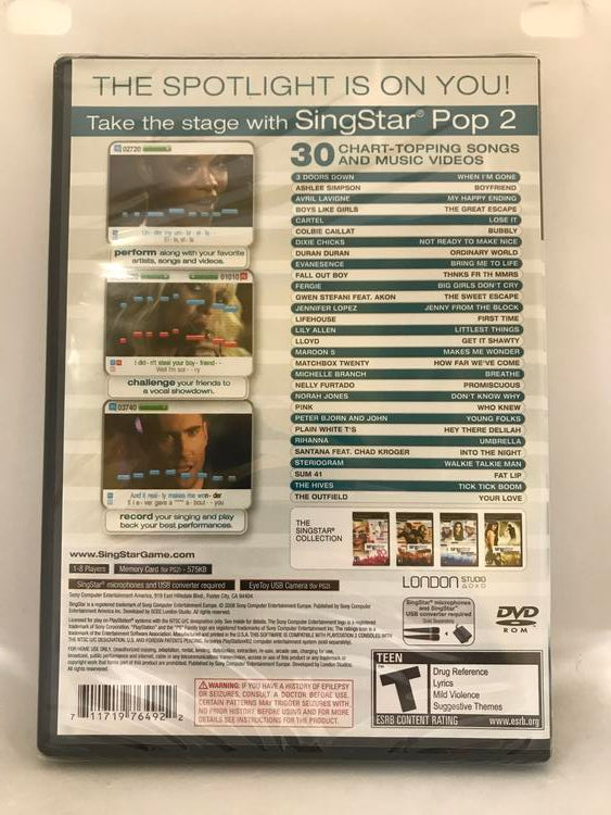 SINGSTAR POP VOLUME 2 GAME ONLY (COMPLETE IN BOX)