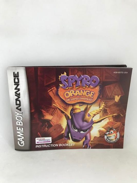 GBA SPYRO ORANGE THE CORTEX CONSPIRACY INSTRUCTION BOOKLET ENGLISH