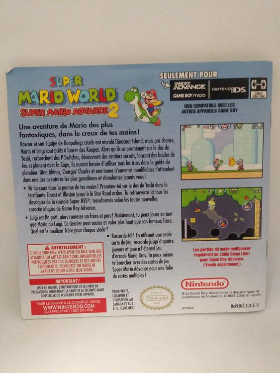 GBA SUPER MARIO ADVANCE 2 SUPER MARIO WORLD INSTRUCTION BOOKLET FRENCH (usagé)