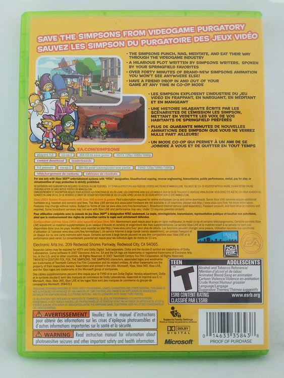 X360 THE SIMPSONS GAME (BOX ONLY)