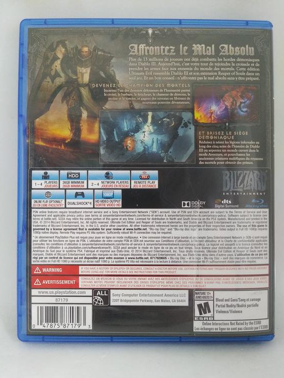 PS4 Diablo III Ultimate Evil Edition Reaper of Souls (Box Only)
