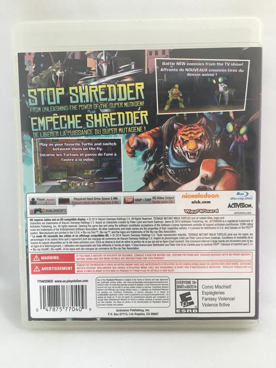 PS3 TEENAGE MUTANT NINJA TURTLES DANGER OF THE OOZE (BOX ONLY)