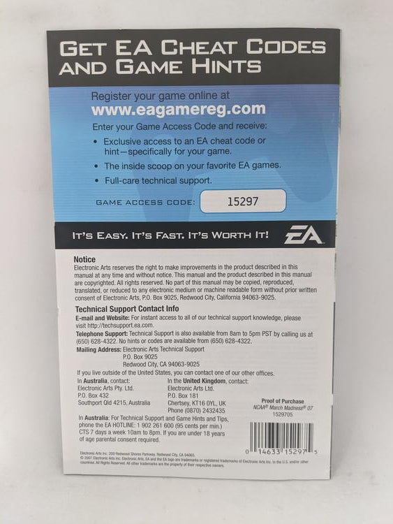 X360 NCAA MARCH MADNESS 07 INSTRUCTION BOOKLET ENGLISH