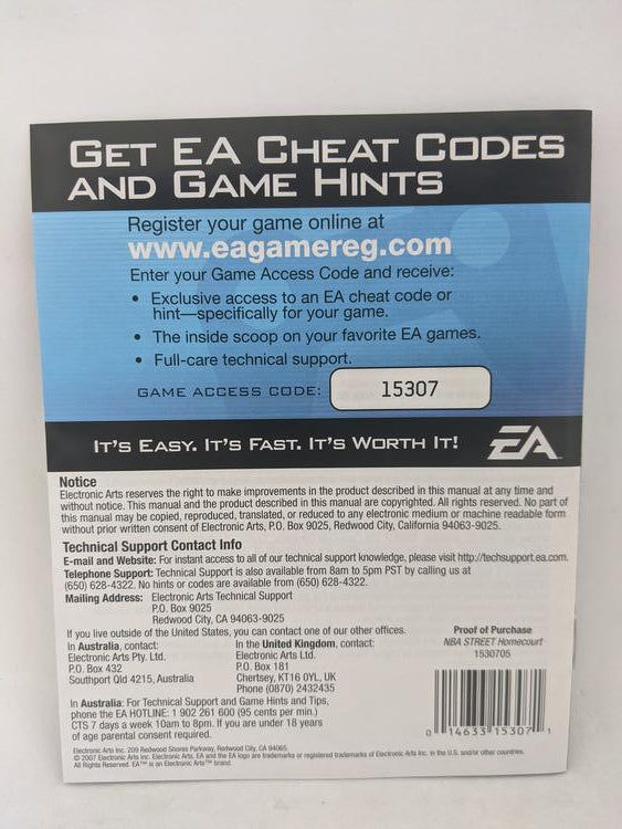 PS3 NBA STREET HOMECOURT INSTRUCTION BOOKLET ENGLISH (usagé)