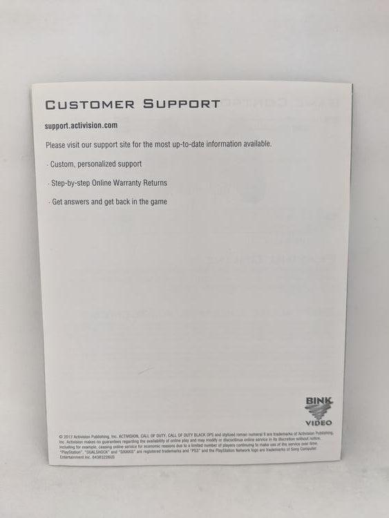 PS3 CALL OF DUTY BLACK OPS II INSTRUCTION BOOKLET ENGLISH (usagé)