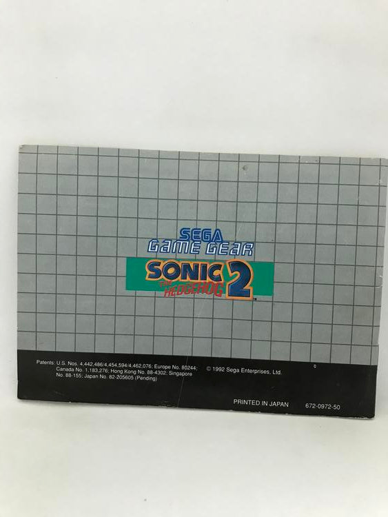 SGG SONIC THE HEDGEHOG 2 INSTRUCTION BOOKLET ENGLISH