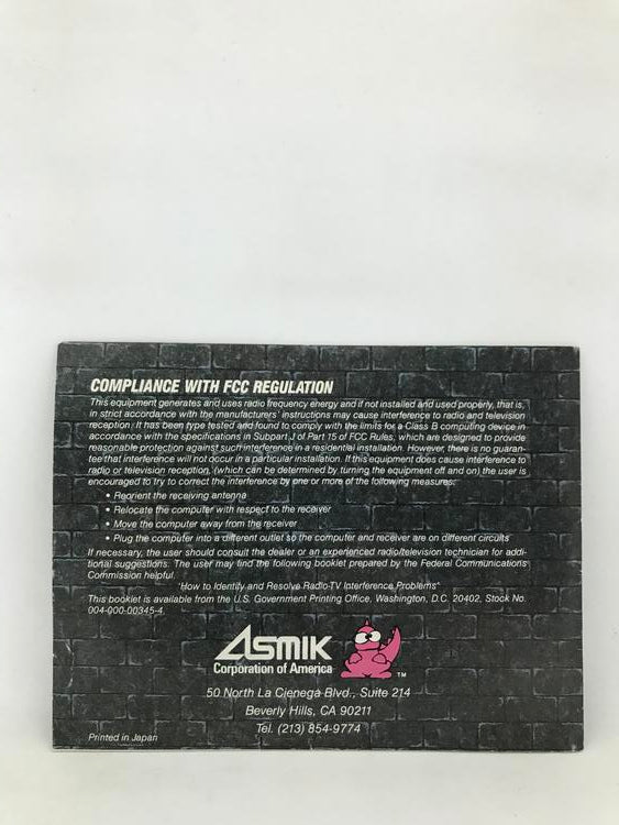 NES CONQUEST OF THE CRYSTAL PALACE INSTRUCTION BOOKLET ENGLISH