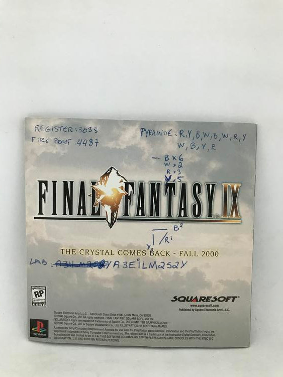 PS1 PARASITE EVE II INSTRUCTION BOOKLET ENGLISH