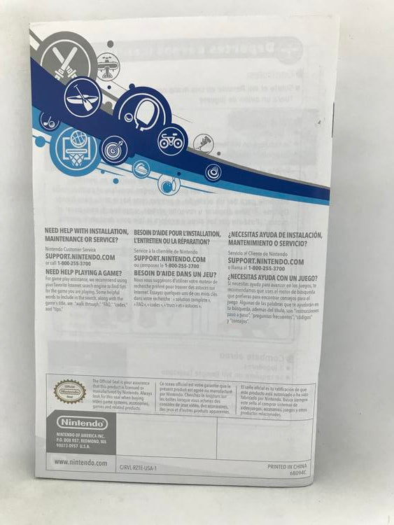 WII WII SPORTS RESORT INSTRUCTION BOOKLET TRILINGUAL