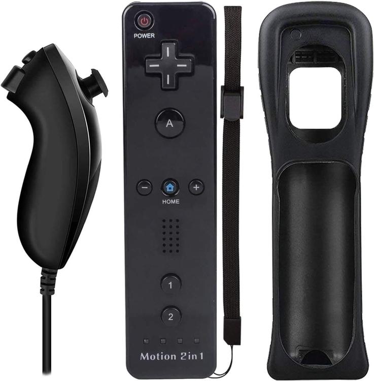 CONTROLLER REMOTE MOTION PLUS & NUNCHUK BLACK BUNDLE JOBBER (Wii)