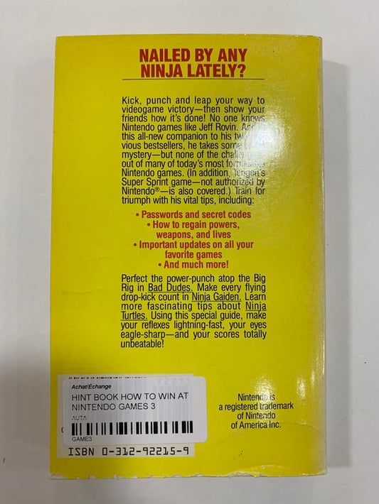 HINT BOOK HOW TO WIN AT NINTENDO GAMES 3 (usagé)