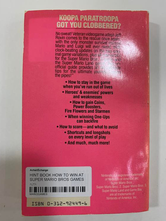 HINT BOOK HOW TO WIN AT SUPER MARIO BROS GAMES