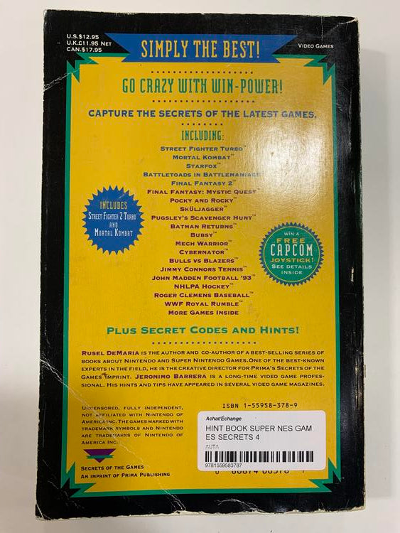 HINT BOOK SUPER NES GAMES SECRETS 4 (usagé)