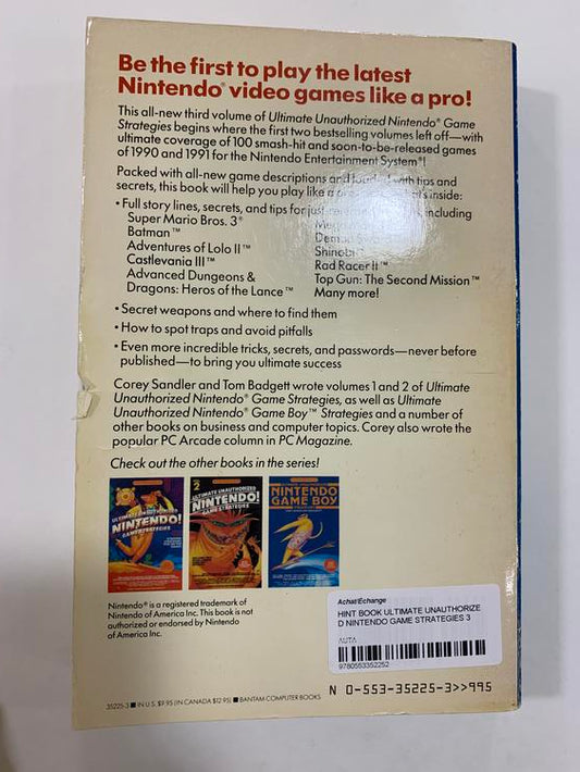 HINT BOOK ULTIMATE UNAUTHORIZED NINTENDO GAME STRATEGIES 3 (usagé)