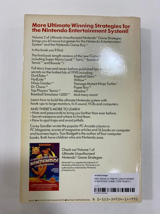 HINT BOOK ULTIMATE UNAUTHORIZED NINTENDO GAME STRATEGIES 2 (usagé)