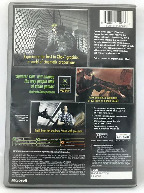 TOM CLANCY'S SPLINTER CELL (WITH BOX) (usagé)