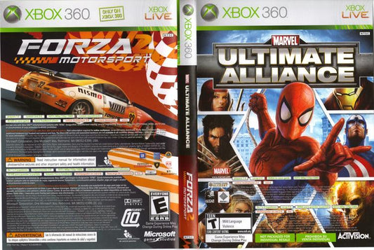 MARVEL ULTIMATE ALLIANCE & FORZA MOTORSPORT 2 (COMPLETE IN BOX) (usagé)