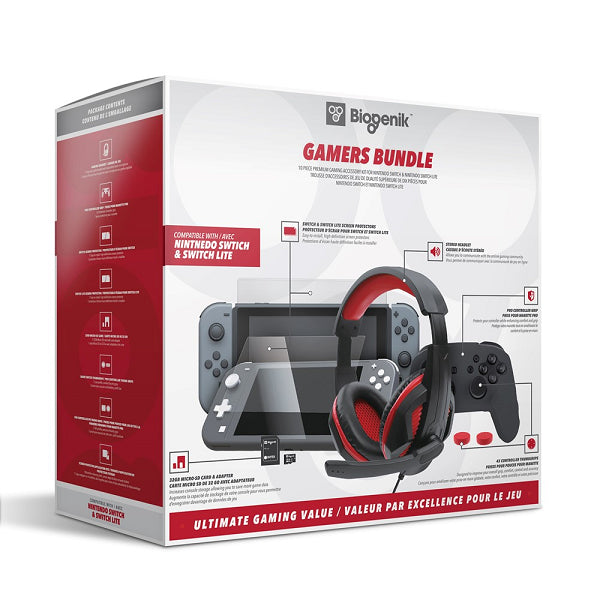 GAMERS BUNDLE (HEADSET / PRO CONTROLLER GRIP / THUMBSTICK / SD CARD 32 GB / SCREEN PROTECTOR (SWITCH) (usagé)
