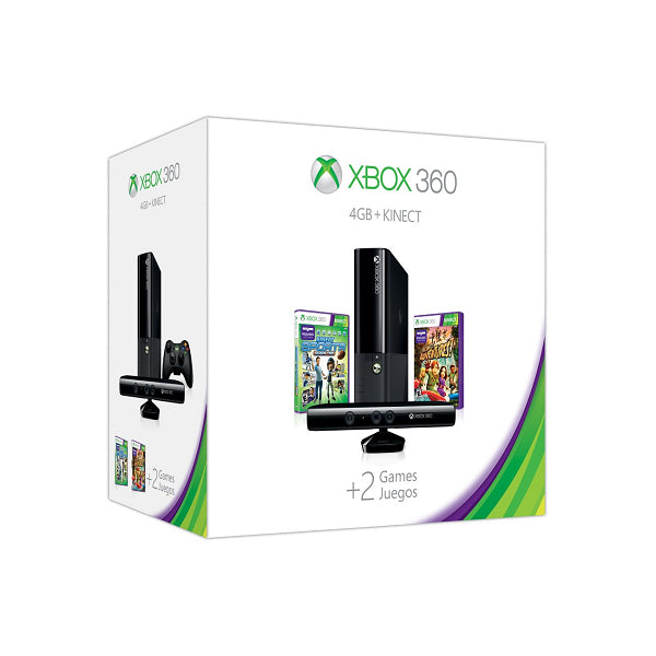 XBOX 360 MODEL 2 BLACK - 4GB KINECT BUNDLE + 2 GAMES (COMPLETE IN BOX)