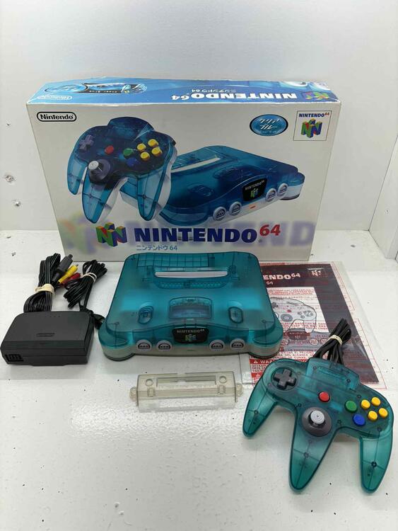 NINTENDO 64 FUNTASTIC ICE BLUE JAP EDITION / REGION FREE TRAY (COMPLETE IN BOX) (usagé)
