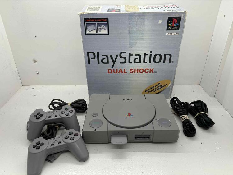 PLAYSTATION 1 MODEL 1 + 2 CONTROLLER (WITH BOX) (used)