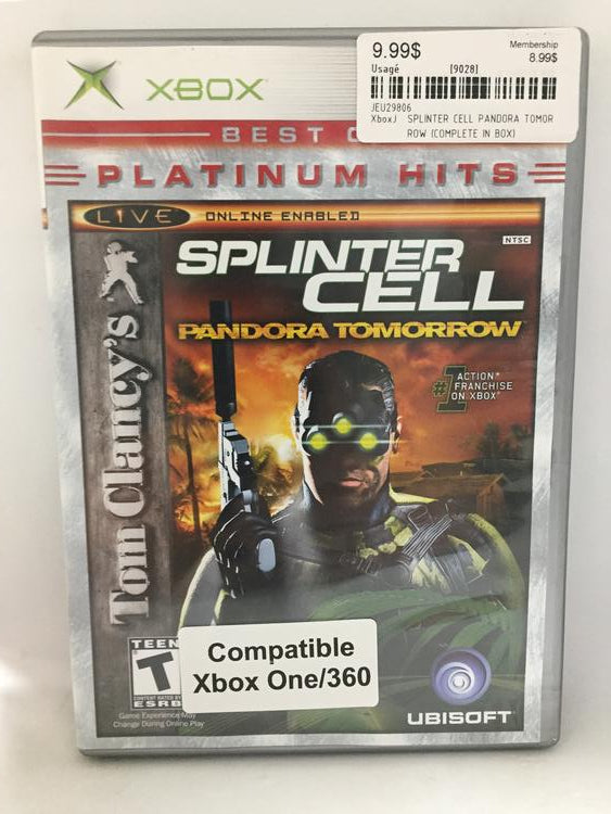 TOM CLANCY'S SPLINTER CELL PANDORA TOMORROW BEST OF PLATINUM HITS (COMPLETE IN BOX) (usagé)