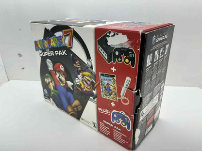 GAMECUBE JET BLACK MARIO PARTY 7 BUNDLE / 2 CONTROLLERS + MICROPHONE (COMPLETE IN BOX) (usagé)