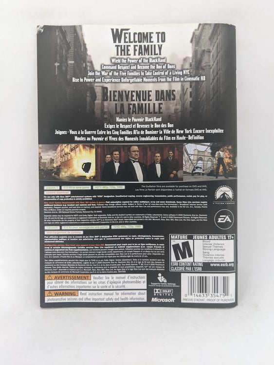 X360 THE GODFATHER INSTRUCTION BOOKLET BILINGUAL (usagé)