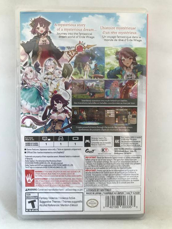 ATELIER SOPHIE 2 THE ALCHEMIST OF THE MYSTERIOUS DREAM (usagé)