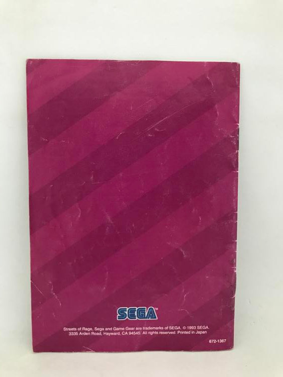 SGG STREETS OF RAGE 2 INSTRUCTION BOOKLET ENGLISH (usagé)