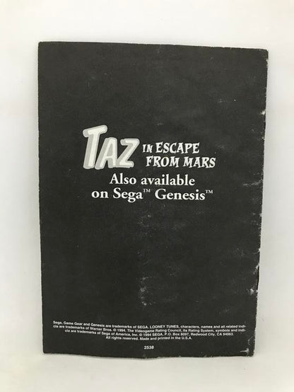 SGG TAZ IN ESCAPE FROM MARS INSTRUCTION BOOKLET ENGLISH (usagé)