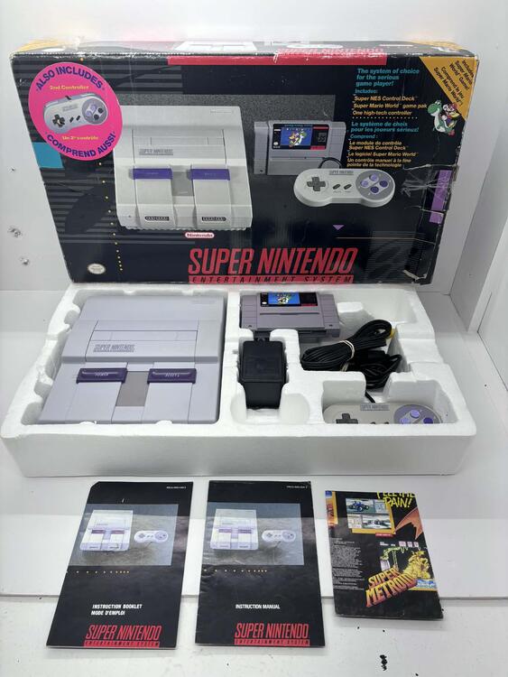 SUPER NINTENDO ENTERTAINMENT SYSTEM SUPER MARIO WORLD EDITION - 1 CONTROLLER (COMPLETE IN BOX / NO INSTALLATION SETUP CARD)