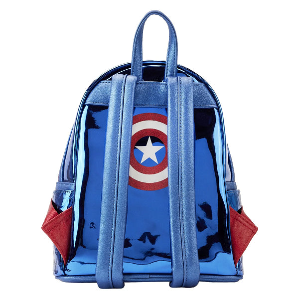LOUNGEFLY MARVEL SHINE CAPTAIN AMERICA BACKPACK (usagé)