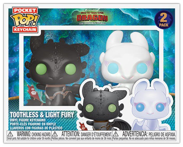 POP KEYCHAIN TOOTHLESS & LIGHT FURY HOW TO TRAIN YOUR DRAGON