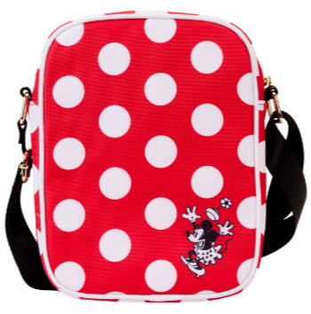 LOUNGEFLY DISNEY MINNIE ROCKS THE DOTS NYLON PASSPORT BAG (usagé)