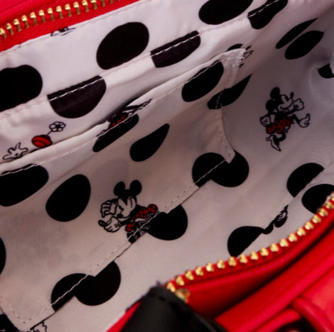 LOUNGEFLY DISNEY MINNIE ROCKS THE DOTS CROSSBODY (usagé)