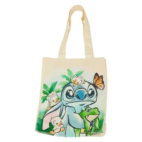 LOUNGEFLY DISNEY STITCH SPRINGTIME CANVAS TOTE BAG