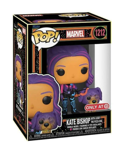 POP MARVEL KATE BISHOP WITH LUCKY THE PIZZA DOG 1212 BLACK LIGHT