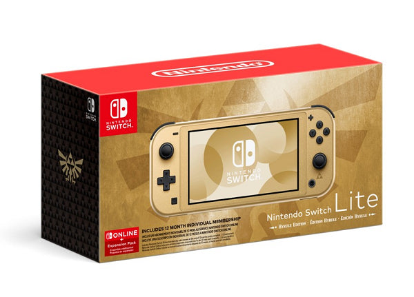 NINTENDO SWITCH LITE HYRULE EDITION GOLD INCLUDES 12 MONTH INDIVIDUAL MEMBERSHIP (usagé)