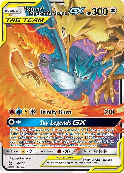 MOLTRES & ZAPDOS & ARTICUNO GX 44/68 (POKEMON HIDDEN FATES) (usagé)