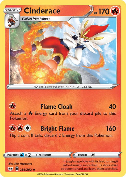 CINDERACE 036/202 [CRACKED ICE] (POKEMON SWORD & SHIELD) (usagé)