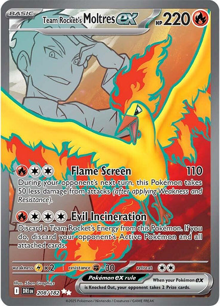 TEAM ROCKET'S MOLTRES EX 208/182 (POKEMON DESTINED RIVALS) (usagé)