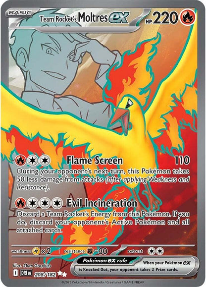 TEAM ROCKET'S MOLTRES EX 208/182 (POKEMON DESTINED RIVALS) (usagé)