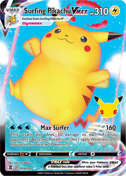 SURFING PIKACHU VMAX 009/025 (POKEMON CELEBRATION) (usagé)